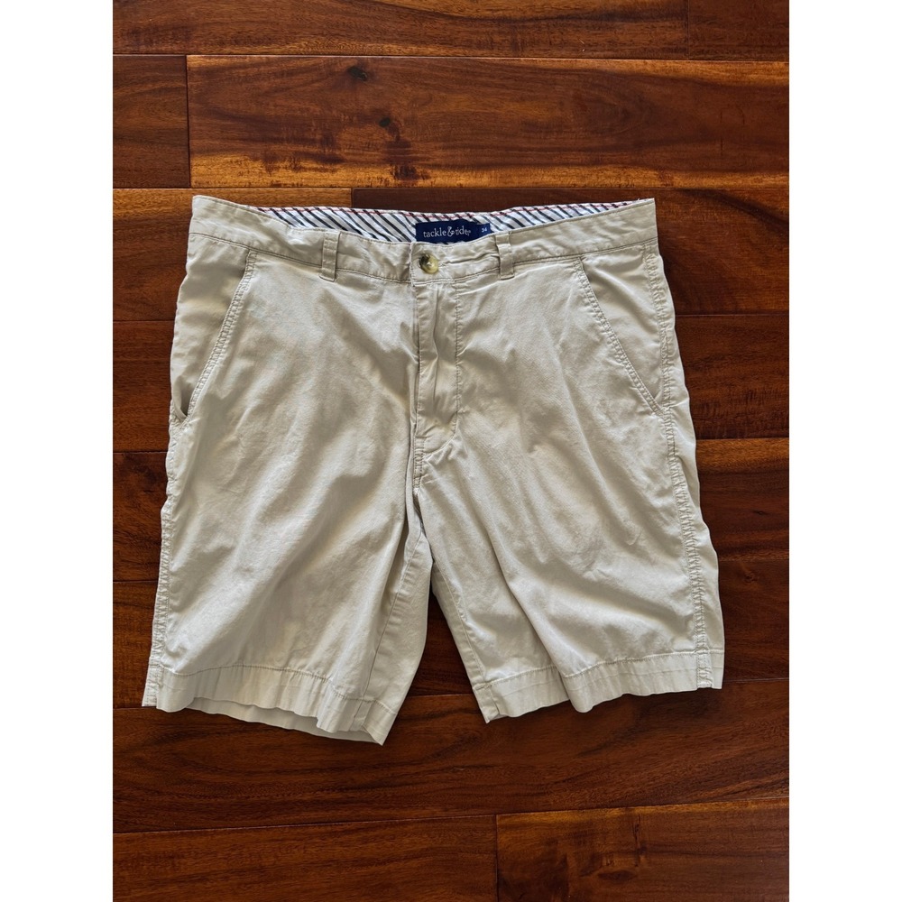Tackle & Tide Mens Khaki Chino Shorts Size‎ 34 Flat Front Casual Summer Beach